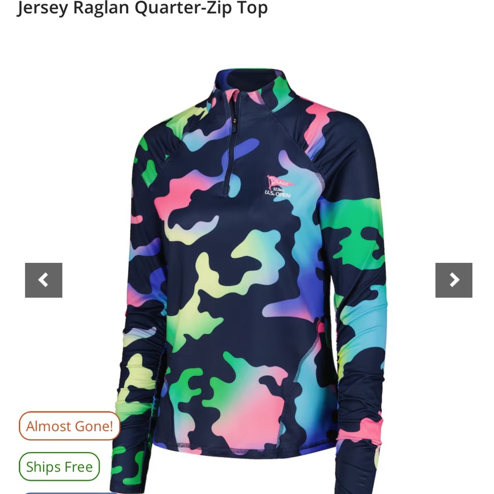 Women's 2023 U.S. Open G/FORE Navy Camo Tech Jersey Raglan Quarter-Zip Top